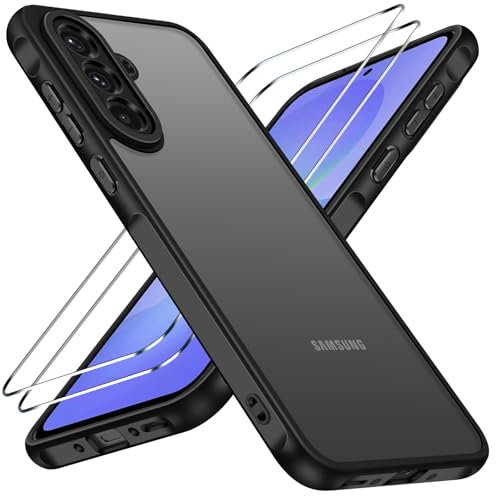 iVoler Lot de 2 coques de protection pour Samsung Galaxy A36 5G en verre blindé [norme militaire] résistant aux chocs [protection de l'appareil photo] - Dos mat translucide anti-traces de doigts