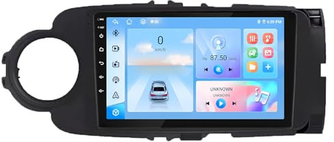Android 14 Radio Coche 2 DIN 9 Pulgadas para Toyota Yaris LHD RHD 2012-2017 con Cámara de Respaldo Controles del volante Bluetooth GPS Navi CarPlay inalámbrico con Bluetooth Dual Pantalla táctil HD de