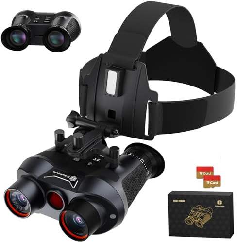 GOWWPUN 3D VR Night Vision Goggles - Rechargeable Head Mounted Binoculars, Built-in Giant Screen, 4K Video, 24MP Photos, 6X Digital Zoom, Includes 32GB TF Cards
