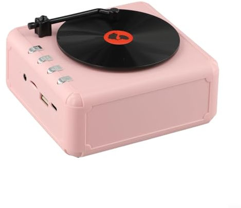 Radio rétro, haut-parleur vintage Blue-tooth avec radios FM, petites radios portables secteur et batterie 800 mAh 5 heures de lecture, prend en charge carte TF USB, haut-parleur 5 W (rose)