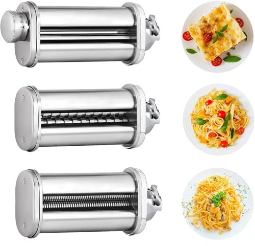 Kitchenaidd, accessori per la pasta 3 in 1, con 8 velocità regolabili, con rullo per pasta, tagliapasta, tagliapasta, tagliapasta, tagliapasta, tagliapasta, tagliapasta per impastatrici