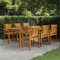 IKAYAA Gartenmöbel Set Holz 6 Personen Garten Essgruppe 6 Personen Gartenmöbel Set 6 stühle mit Tisch Balkonmöbel Sitzgarnitur-7-tlg