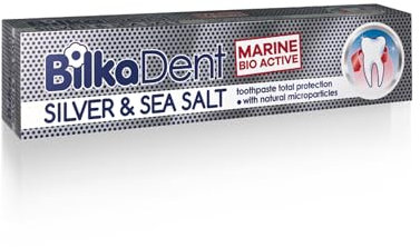 BilkaDent Silver & Meersalz Zahnpasta Total Protection – Marine Bioaktive Therapie mit Natürlichen Mikropartikeln für Zähne und Zahnfleisch – 75ml