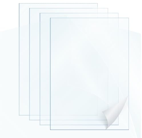 PEAPIN 4 Pack A4 Polycarbonate Sheets, 1mm Thick Clear Acrylic Sheet | perspex sheets Sheet For Crafts, Painting, Picture Frames (Square, 297 x 210mm)