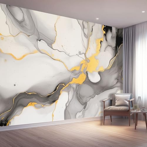 Light Gray Non-Woven Wall Murals - Simple Alcohol Ink Marbling Wallpaper for Living Room Tv Backdrop Kids Room Decor, Easy to Install, 200 x 140 cm (W x H)