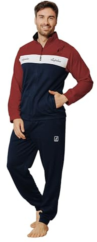 Australian Tuta Homewear Uomo in 100% Poliestere Vari Modelli E Colori, Tuta Completa Maschile (IT, Testo, XXL, Regular, Regular, AUF551-Bordeaux/Blu)