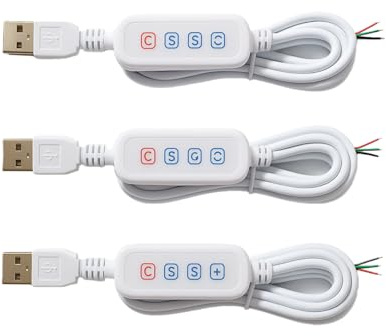 Clockjuan 3 cavi di prolunga per dimmer USB LED DC5V bianco con adattatore interruttore on/off controller dimmerabile LED per lampadine, lampade, cavo di alimentazione porta USB per lampadine