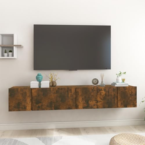 Meubles TV Suspendus, Console Multimédia Flottante, Meuble de Rangement Mural Peu Encombrant pour la Décoration de la Zone TV du Salon et L'organisation des Médias (Chêne fumé #23)