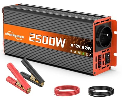 Onduleur Onduleur Sinusoïdal Pur pour Camping-Car 12 V CC vers 220 V CA 60 Hz 2500 W LED Voltmètre Transformateur Prise UE Transformateur