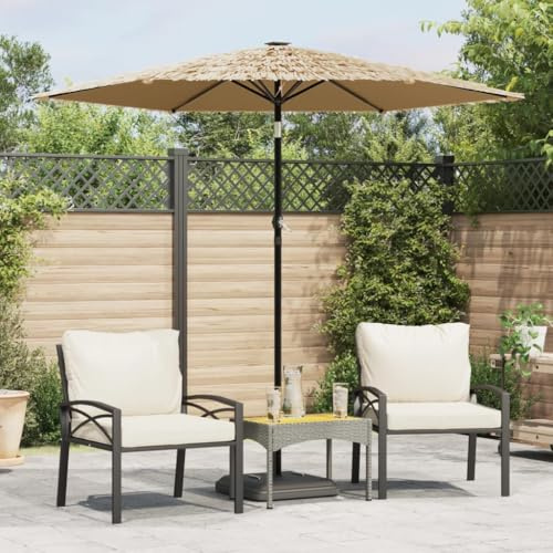 Parasol marron - Mât en acier robuste avec toit de paille à 8 couches - 223 x 223 x 213 cm - Protection UV et contre la pluie - Pour jardin, terrasse, balcon, distributeur d'ombre - Extérieur