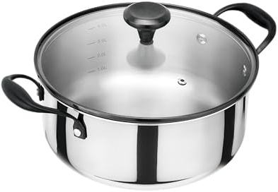 ARTHUR MARTIN - Marmite 24 cm - Acier Inoxydable TRIPLY - Diffusion de Chaleur Optimale - Fond Avéolé Innovant - Système de Dosage d'Huile - Poignée Ergonomique PVD Noir