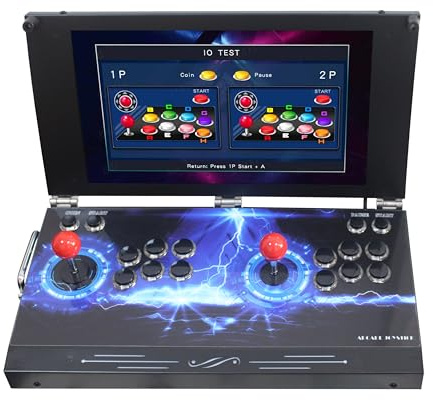 Console d'arcade portable portable 26800 avec écran 17,5 1280p - Deux joueurs - Système de jeu rétro - Console de jeu vidéo - Prend en charge la sauvegarde/charge/pause sortie VGA et HDMI (Blue 26800