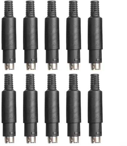 10 prese DIN per telaio PS2, terminale a S con connettore a saldatura, CC 220 V, cavo da 6 cm, 3/5/6/8 pin, nero (3 pin)