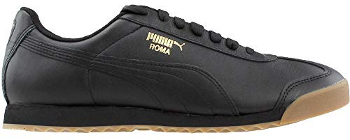 PUMA Men's Roma Basic Sneaker, Black-teamgold, 6.5 UK