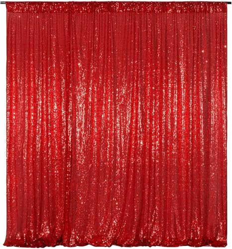 3E Home Red Sequin Backdrop,122x213cm(4Ftx7Ft) Glitter Photo Booth Background for Christmas Birthday Wedding Baby Shower Party Decoration