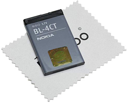 Akku für Nokia Original BL-4CT für Nokia 2720 Fold, 5310, 6600 Fold, 6700 Slide, 7210 Supernova, 7230, 7310 Supernova, X3 mit mungoo Displayputztuch