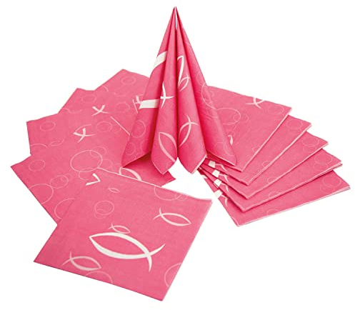 Oblique-Unique® 20 Fisch Servietten für Kommunion Taufe Konfirmation Weihnachten in Rosa Taufdeko Deko Tischdeko