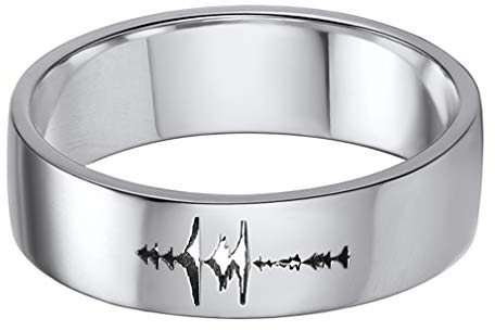 Custom4U Damen Ring aus Edelstahl Schallwelle Rolex Ring Personalisiert Damen Herren Ringe Poliert Size 12 Memorial Ring