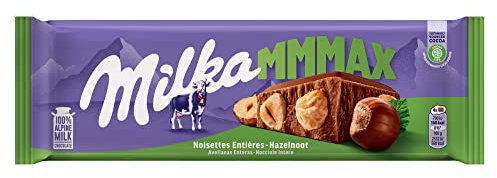 Milka MMMAX Grande tablette chocolat au lait des Alpes avec noisettes entières 250 g