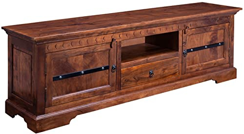 MASSIVMOEBEL24.DE Oxford TV-Board Akazie 170x40x55 2, Farbe:Dunkelbraun lackiert, Größe:170x40x55 cm (BxTxH)