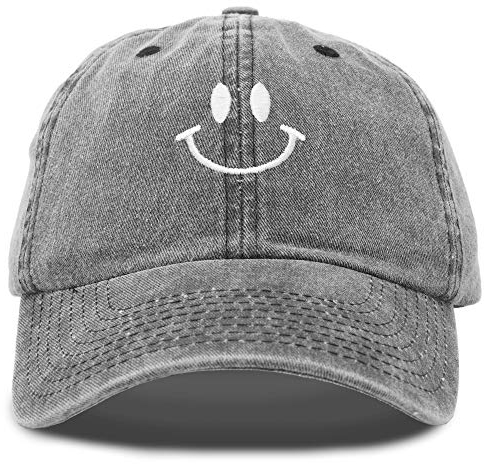 DALIX Smile Baseball Cap Smiling Face Happy Dad Hat Herren Damen Teens, Schwarz Vintage, Einheitsgröße