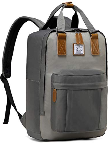 VASCHY Zaino per laptop antifurto vintage impermeabile casual per donna medio Grigio