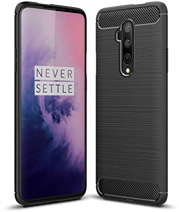 Cruzerlite für OnePlus 7T Pro hülle, Kohlefaser Textur Design Abdeckung Anti-Scratch Stoßdämpfung Schutzhülle für OnePlus 7T Pro Case (Black)