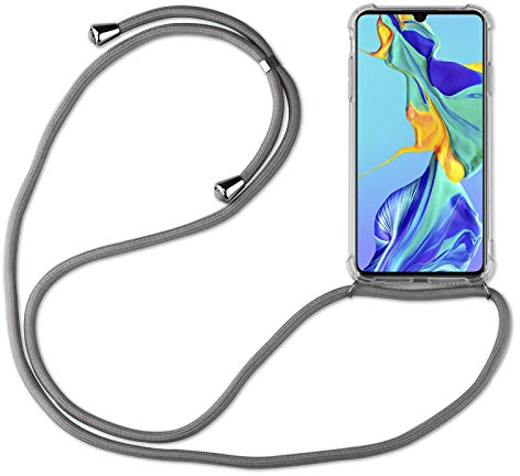betterfon Hülle Kompatibel mit Huawei P30 Lite | Handykette Smartphone Halskette Hülle mit Band | Handyhülle mit Kordel zum Umhängen Kompatibel für P30 Lite | Grau
