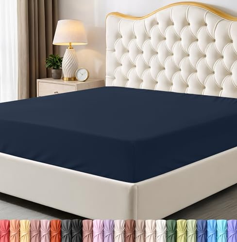 Utopia Bedding King Fitted Sheet - Bottom Sheet - Deep Pocket - Soft Microfiber -Shrinkage and Fade Resistant-Easy Care -1 Fitted Sheet Only (Navy)