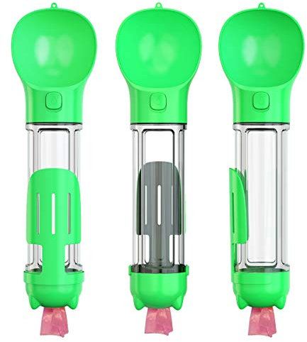 KZLLYJ Dog Water Bottle 500ml - Dog Travel Water Bottle with Dispenser Drinking Bowl – Portable Pet Water Bottle for Outdoor Walking Travelling (500ML 3 in 1, Green)