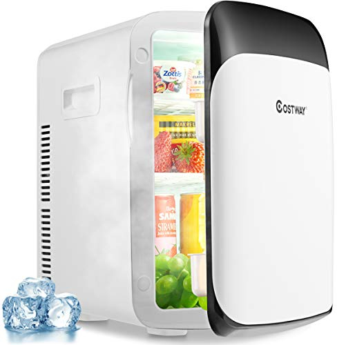 COSTWAY 15L Mini Nevera 2 en 1 Función de Enfriamiento y Calefacción,Enfriador Calentador 5 ℃ ~ 50 ℃ Congelador Portátil para el Automóvil Hogar Clase energética E (blanco)