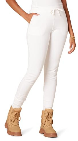 Amazon Essentials Pantaloni da Jogging in Pile con Risvolto (Disponibili in Taglie Forti) Donna, Bianco, XL