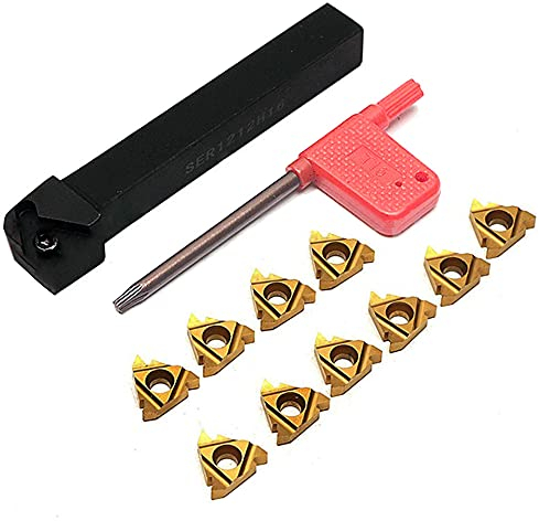 Maizoon SER1212H16 - Set di Utensili per Tornio CNC + 10 Inserti in Carburo AG60 16ER + T15 Strumenti per Tornio DZ11