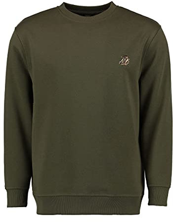 OS Trachten Herren Sweatshirt Pullover Jagdsweatshirt mit Rundhalsausschnitt Memvu, Größe:4XL, Farbe:Oliv