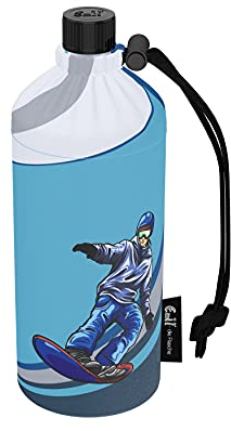 Emil Trinkflasche aus Glas für Mädchen & Jungen isolierte Glasflasche für Schule, Freizeit, Sport: Kinder & Eltern Snowfire 0,4l