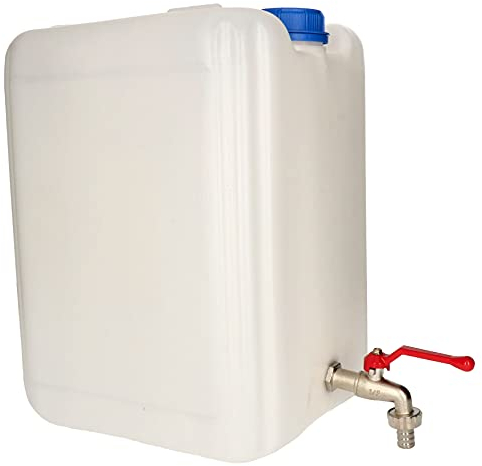 KOTARBAU® Depósito de agua potable con grifo metálico de 20 l, Bidón portátil de agua potable, Garrafa de 20 litros, Bidón garrafa plástico, Depósito para camping, barco, Bidón con grifo