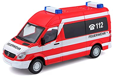Bauer Spielwaren Mercedes Sprinter Feuerwehr: Einsatzfahrzeug im Maßstab 1:50, ab 3 Jahren, ca. 11,5 cm, rot (18-32006F)