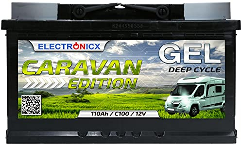 Batterie GEL 12V 110Ah Décharge Lente – Batterie Sans Entretien pour Camping-Car, Voiture, Bateau, Jardin, Systèmes Solaires et Off-Grid – Batterie Énergie Electronicx Caravan Edition