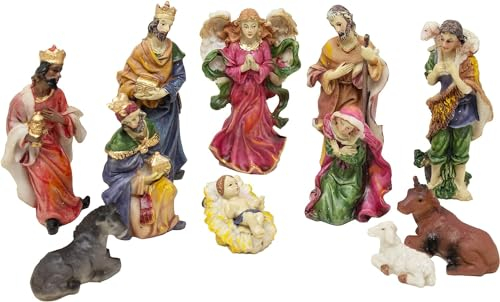 ToCi Krippenfiguren Set Weihnachten – 11-teiliges Krippenensemble bis 10 cm - im klassischen Design für Krippen Weihnachtsdeko