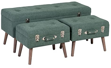 Lolahome Sitzsack, 3 Stück, dunkelgrün, aus Stoff und Holz