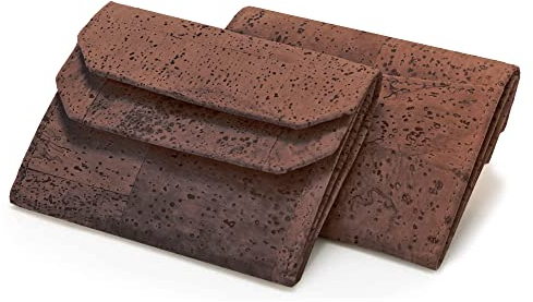 Fa.Volmer® leichte Kork-Geldbörse mit RFID-Schutz | stylish, wasserabweisend & robust | Mini-Portemonnaie für Männer und Frauen | vegan, nachhaltig, ökologisch | Mini-Cork-Jens (Braun)