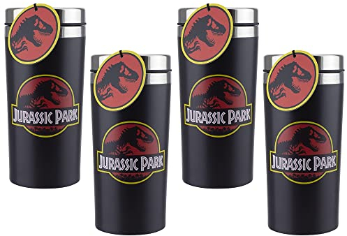 Toptoys2u Bargain Bundles Jurassic-Park Lot de 4 tasses à café de voyage en acier inoxydable 450 ml