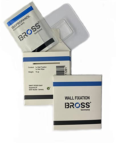 BROSS® Slim - Ersatzpaket Wandhalterung - Für patentierte Premium Silikon Klobürste - Set aus Klebehaken und Reinigungstuch!