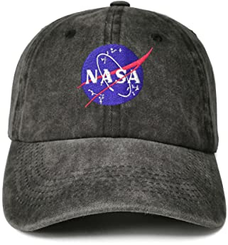 Enodtter Bestickte Baseballkappen für Damen und Herren, Nasa (Washed Black), Einheitsgröße