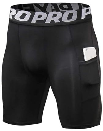 YUSHOW 1er Pack Herren Kompressionsshorts Anti Schweiß Kurze Hosen Sommer Sporthose Schnelltrocknende Jogginghose Kurz mit Taschen Gym Fahrradhose