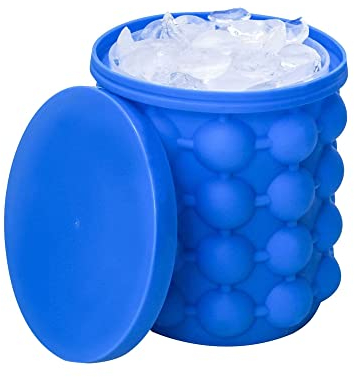 zalati Ice Buckets 2-in-1 Ice Cube Mold Tray & Ice Cube Maker Silicone Portable for Whiskey, Cocktail, Beverages