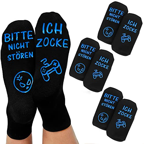 ANOITON Lustige Socken, Geschenke 2025 Gaming Socken Mit Spruch ICH ZOCKE Bitte Nicht Stören Gamer Geschenk für Damen Herren Spieler Ostergeschenke für Teenager