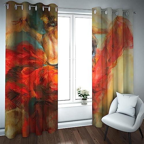 Deertweet Home Abstrakte Kunst Verdunklungsvorhänge extra breit Ballett Schauspieler Thermisch isolierte abdunkelnde Vorhänge zur Sonnenblockierung für das Schlafzimmer 2 Panels H214xB168