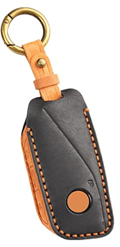 Hontumax Schlüsselhülle aus echtem Leder für BMW X5 X6 X7 X1 iX XM i7 5 7 Serie 740i 750i 2023 2024 2025 Smart Key Holder Protector Zubehör (schwarz)