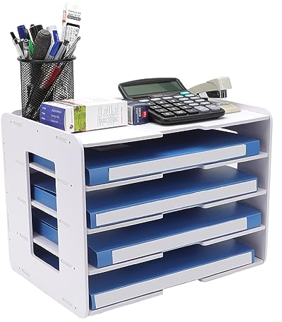 Gohytal Office File Tray, Letter Tray Organiser, A4 Paper Organisers Desk Tidy Organiser, 5 Tier Document/Paper/Letter Tray Organiser for Home Office School Supplies